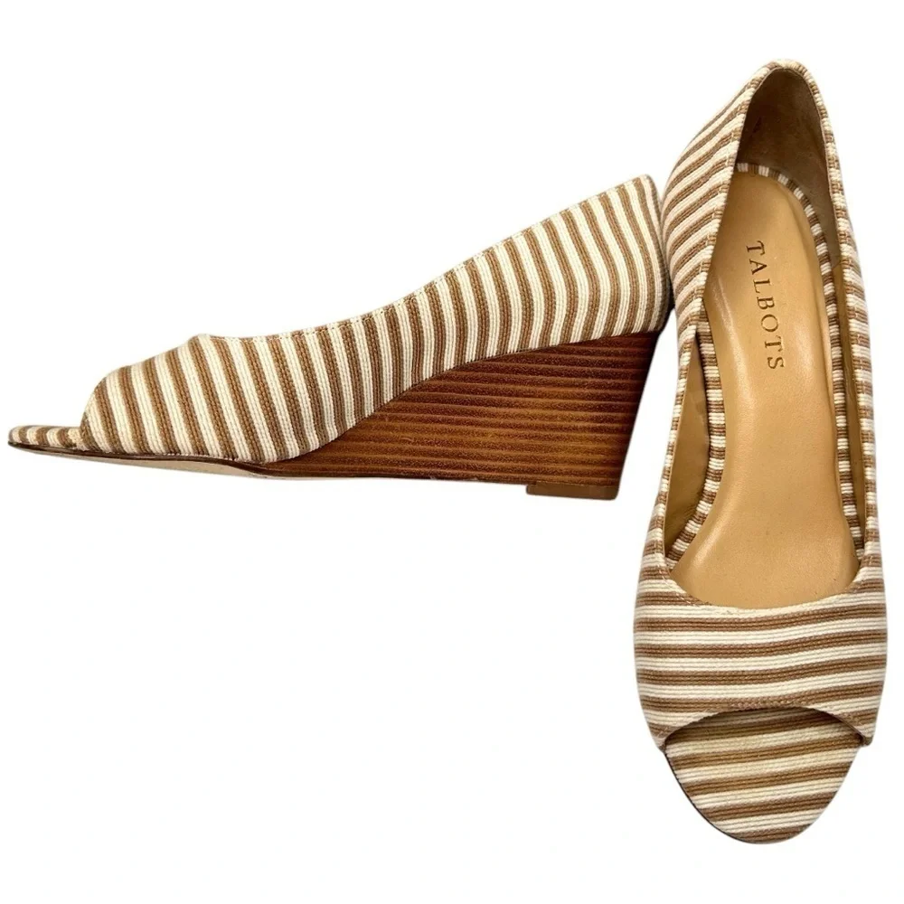 Talbots Royce Peep Toe Wedges Size 7M